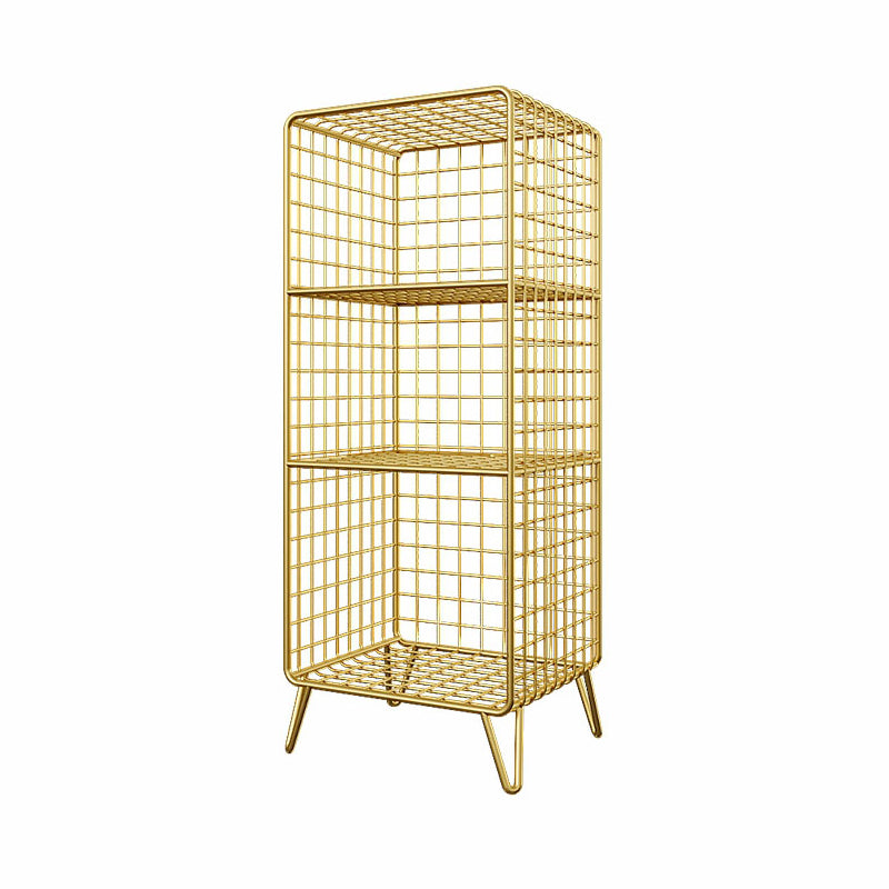 Minimalist Style Closed Bookcase Metal Shelves for Study Room 14"L x 12"W x 35"H Gold Clearhalo 'Bookcases' 'furn' 'furn_bookcases' 'Furniture' 'furniture_bookcases' 'kitchen' 'kitchen_bookcases' 'Living Room Furniture' 'Office Furniture' 4678495