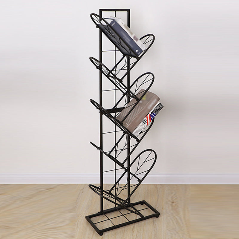 Industrial Geometric Bookcase Metal Book Shelf for Home Office 16"L x 9"W x 50"H Matte Black Clearhalo 'Bookcases' 'furn' 'furn_bookcases' 'Furniture' 'furniture_bookcases' 'kitchen' 'kitchen_bookcases' 'Living Room Furniture' 'Office Furniture' 4678557
