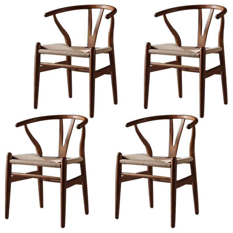Modern Beech Wishbone Side Chair Matte Finish Wood Dining Chair Dark Wood 4 Piece Set Clearhalo ' kitchen&dining_furn' 'Dining Chairs' 'Dining Tables & Seating' 'dining_chair' 'furn' 'furn_dining_chair' 'Furniture' 'furniture_dining_chair' 'Kitchen & Dining Furniture' 'kitchen' 4678574