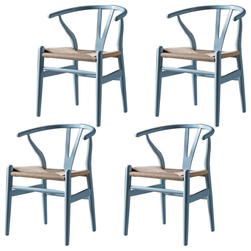 Modern Beech Wishbone Side Chair Matte Finish Wood Dining Chair Sky Blue 4 Piece Set Clearhalo ' kitchen&dining_furn' 'Dining Chairs' 'Dining Tables & Seating' 'dining_chair' 'furn' 'furn_dining_chair' 'Furniture' 'furniture_dining_chair' 'Kitchen & Dining Furniture' 'kitchen' 4678575