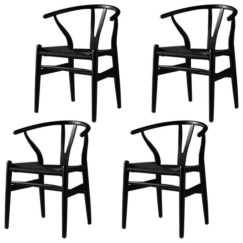 Modern Beech Wishbone Side Chair Matte Finish Wood Dining Chair Black 4 Piece Set Clearhalo ' kitchen&dining_furn' 'Dining Chairs' 'Dining Tables & Seating' 'dining_chair' 'furn' 'furn_dining_chair' 'Furniture' 'furniture_dining_chair' 'Kitchen & Dining Furniture' 'kitchen' 4678578