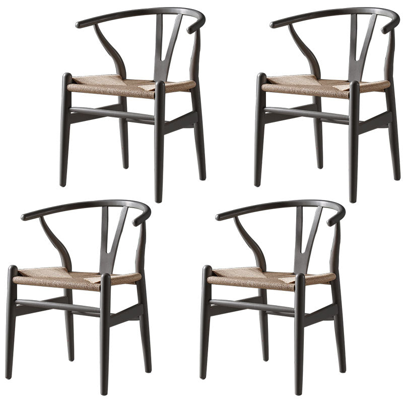 Modern Beech Wishbone Side Chair Matte Finish Wood Dining Chair Cream Gray 4 Piece Set Clearhalo ' kitchen&dining_furn' 'Dining Chairs' 'Dining Tables & Seating' 'dining_chair' 'furn' 'furn_dining_chair' 'Furniture' 'furniture_dining_chair' 'Kitchen & Dining Furniture' 'kitchen' 4678581