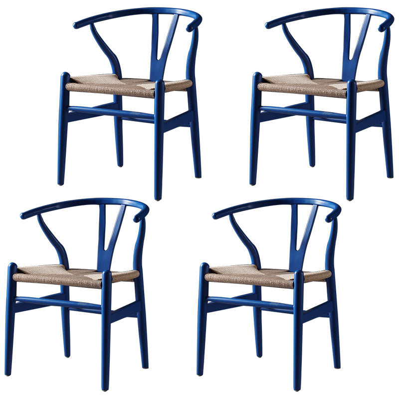 Modern Beech Wishbone Side Chair Matte Finish Wood Dining Chair Beige-Blue 4 Piece Set Clearhalo ' kitchen&dining_furn' 'Dining Chairs' 'Dining Tables & Seating' 'dining_chair' 'furn' 'furn_dining_chair' 'Furniture' 'furniture_dining_chair' 'Kitchen & Dining Furniture' 'kitchen' 4678585