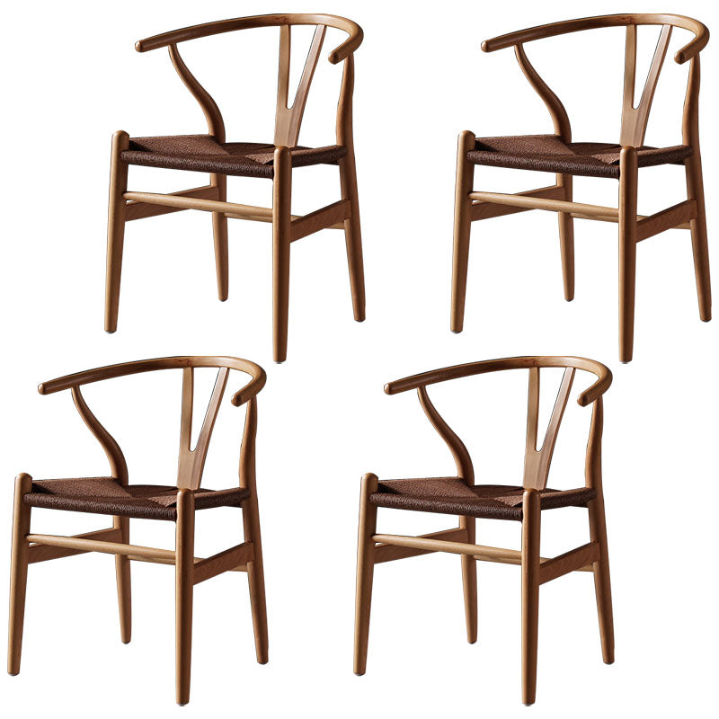 Modern Beech Wishbone Side Chair Matte Finish Wood Dining Chair Natural Wood Khaki 4 Piece Set Clearhalo ' kitchen&dining_furn' 'Dining Chairs' 'Dining Tables & Seating' 'dining_chair' 'furn' 'furn_dining_chair' 'Furniture' 'furniture_dining_chair' 'Kitchen & Dining Furniture' 'kitchen' 4678587