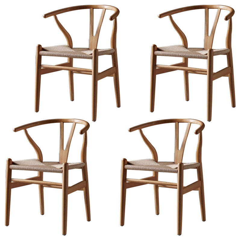 Modern Beech Wishbone Side Chair Matte Finish Wood Dining Chair Beige 4 Piece Set Clearhalo ' kitchen&dining_furn' 'Dining Chairs' 'Dining Tables & Seating' 'dining_chair' 'furn' 'furn_dining_chair' 'Furniture' 'furniture_dining_chair' 'Kitchen & Dining Furniture' 'kitchen' 4678594