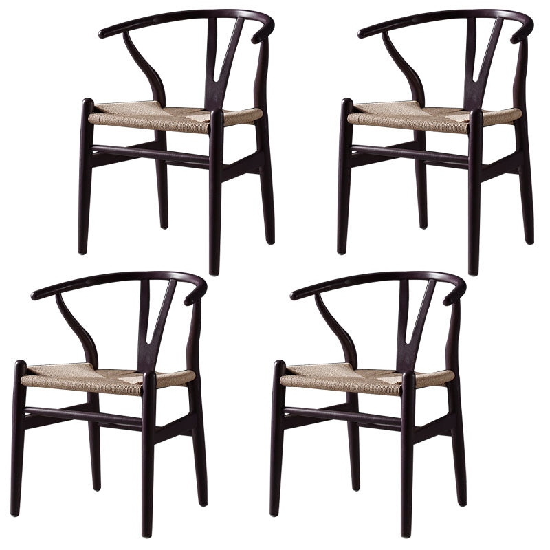 Modern Beech Wishbone Side Chair Matte Finish Wood Dining Chair Beige-Purple 4 Piece Set Clearhalo ' kitchen&dining_furn' 'Dining Chairs' 'Dining Tables & Seating' 'dining_chair' 'furn' 'furn_dining_chair' 'Furniture' 'furniture_dining_chair' 'Kitchen & Dining Furniture' 'kitchen' 4678599