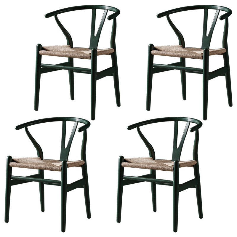 Modern Beech Wishbone Side Chair Matte Finish Wood Dining Chair Beige-Green 4 Piece Set Clearhalo ' kitchen&dining_furn' 'Dining Chairs' 'Dining Tables & Seating' 'dining_chair' 'furn' 'furn_dining_chair' 'Furniture' 'furniture_dining_chair' 'Kitchen & Dining Furniture' 'kitchen' 4678604