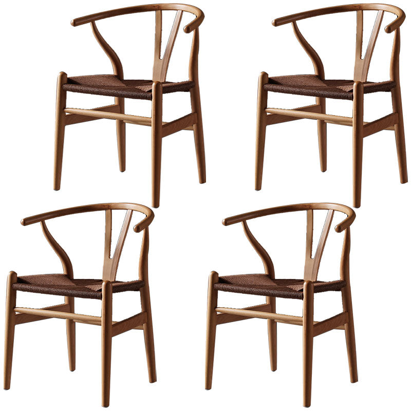 Modern Beech Wishbone Side Chair Matte Finish Wood Dining Chair Coffee 4 Piece Set Clearhalo ' kitchen&dining_furn' 'Dining Chairs' 'Dining Tables & Seating' 'dining_chair' 'furn' 'furn_dining_chair' 'Furniture' 'furniture_dining_chair' 'Kitchen & Dining Furniture' 'kitchen' 4678605