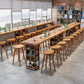 Brown Wood Counter Table with Rectangle Table Top Double Pedestal Table - 41.3" H Clearhalo 'Bar Furniture' 'Bar Tables' 'bar_tables' 'furn' 'furn_bar_tables' 'Furniture' 'furniture_bar_tables' 'Kitchen & Dining Furniture' 4678692