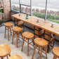 Brown Wood Counter Table with Rectangle Table Top Double Pedestal Table - 41.3" H Clearhalo 'Bar Furniture' 'Bar Tables' 'bar_tables' 'furn' 'furn_bar_tables' 'Furniture' 'furniture_bar_tables' 'Kitchen & Dining Furniture' 4678693