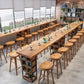 Brown Wood Counter Table with Rectangle Table Top Double Pedestal Table - 41.3" H Clearhalo 'Bar Furniture' 'Bar Tables' 'bar_tables' 'furn' 'furn_bar_tables' 'Furniture' 'furniture_bar_tables' 'Kitchen & Dining Furniture' 4678694