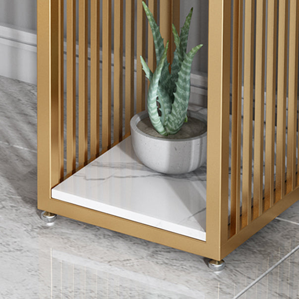 Marble Bar Table with Rectangle Table Top Double Pedestal Table with 41.3-inch Height Clearhalo 'Bar Furniture' 'Bar Tables' 'bar_tables' 'furn' 'furn_bar_tables' 'Furniture' 'furniture_bar_tables' 'Kitchen & Dining Furniture' 4678728