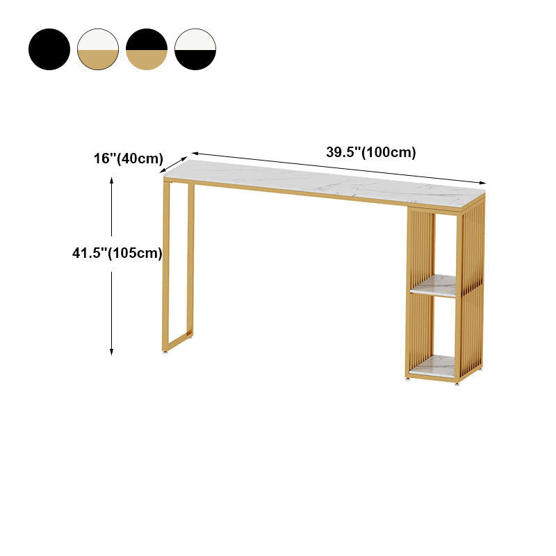 Marble Bar Table with Rectangle Table Top Double Pedestal Table with 41.3-inch Height Clearhalo 'Bar Furniture' 'Bar Tables' 'bar_tables' 'furn' 'furn_bar_tables' 'Furniture' 'furniture_bar_tables' 'Kitchen & Dining Furniture' 4678735