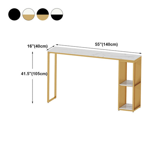 Marble Bar Table with Rectangle Table Top Double Pedestal Table with 41.3-inch Height Clearhalo 'Bar Furniture' 'Bar Tables' 'bar_tables' 'furn' 'furn_bar_tables' 'Furniture' 'furniture_bar_tables' 'Kitchen & Dining Furniture' 4678737