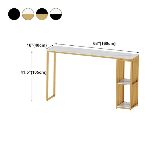 Marble Bar Table with Rectangle Table Top Double Pedestal Table with 41.3-inch Height Clearhalo 'Bar Furniture' 'Bar Tables' 'bar_tables' 'furn' 'furn_bar_tables' 'Furniture' 'furniture_bar_tables' 'Kitchen & Dining Furniture' 4678738