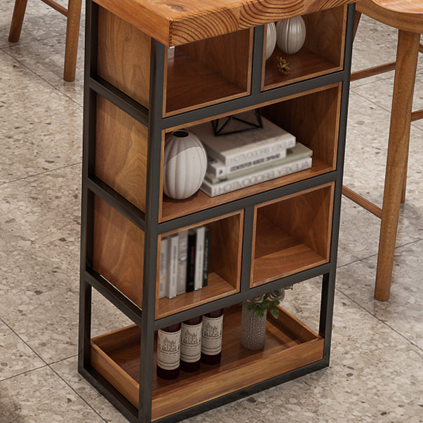 Brown Wood Pub Table with Rectangle Table Top Double Pedestal Table - 41.3" H Clearhalo 'Bar Furniture' 'Bar Tables' 'bar_tables' 'furn' 'furn_bar_tables' 'Furniture' 'furniture_bar_tables' 'Kitchen & Dining Furniture' 4678760