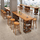 Brown Wood Pub Table with Rectangle Table Top Double Pedestal Table - 41.3" H Clearhalo 'Bar Furniture' 'Bar Tables' 'bar_tables' 'furn' 'furn_bar_tables' 'Furniture' 'furniture_bar_tables' 'Kitchen & Dining Furniture' 4678764