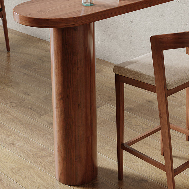 Brown Wood Pub Table with Specialty Table Top Double Pedestal Table - 41.3" H Clearhalo 'Bar Furniture' 'Bar Tables' 'bar_tables' 'furn' 'furn_bar_tables' 'Furniture' 'furniture_bar_tables' 'Kitchen & Dining Furniture' 4678780
