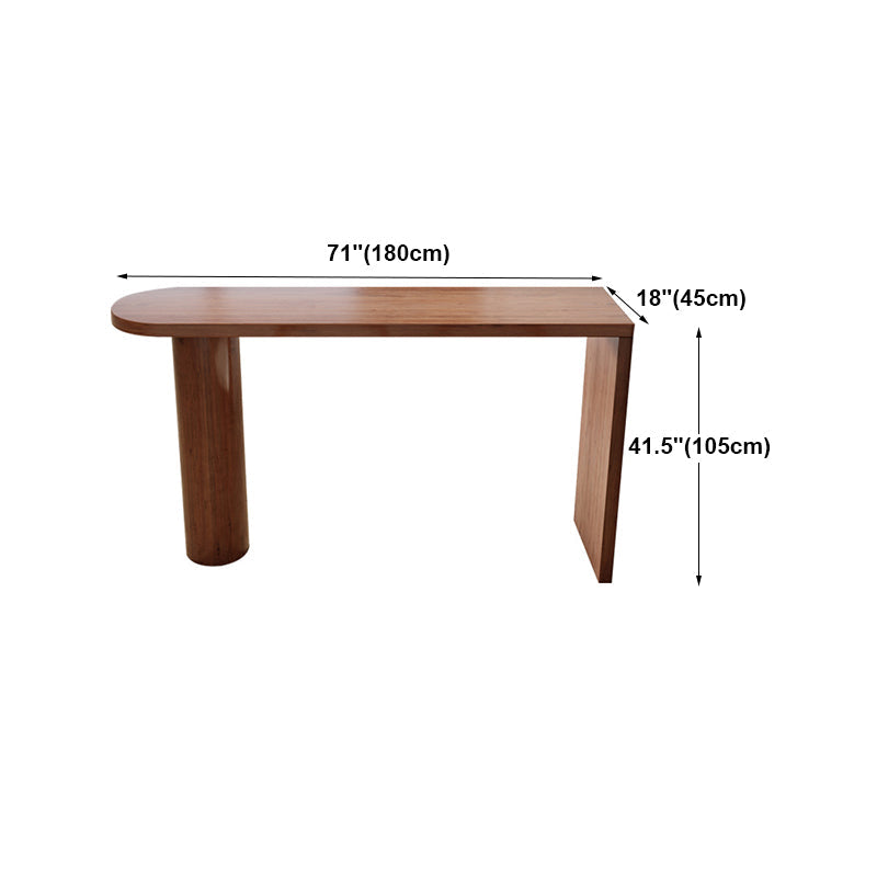 Brown Wood Pub Table with Specialty Table Top Double Pedestal Table - 41.3" H Clearhalo 'Bar Furniture' 'Bar Tables' 'bar_tables' 'furn' 'furn_bar_tables' 'Furniture' 'furniture_bar_tables' 'Kitchen & Dining Furniture' 4678787