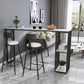 White Counter Table with Rectangle Table Top Double Pedestal Table - 41.3" H Clearhalo 'Bar Furniture' 'Bar Tables' 'bar_tables' 'furn' 'furn_bar_tables' 'Furniture' 'furniture_bar_tables' 'Kitchen & Dining Furniture' 4678817
