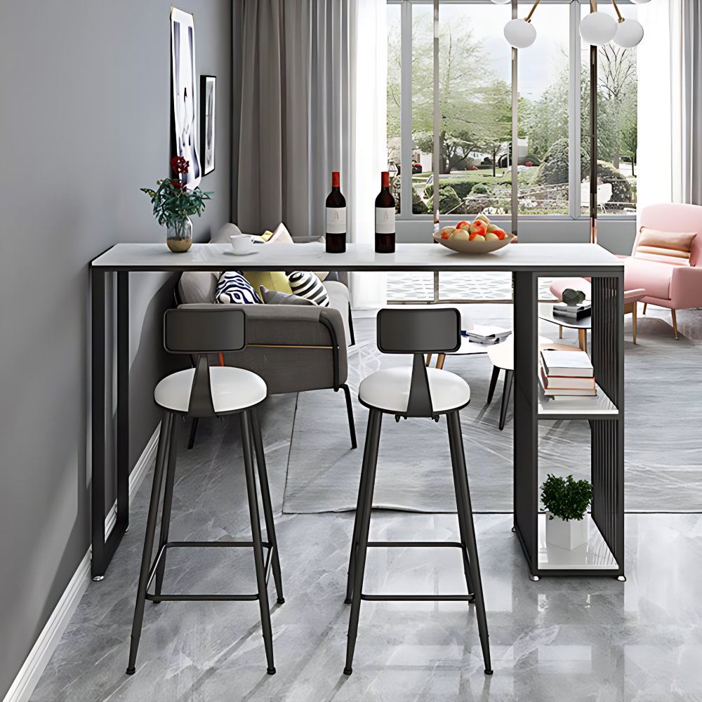 White Counter Table with Rectangle Table Top Double Pedestal Table - 41 ...