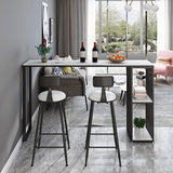 White Counter Table with Rectangle Table Top Double Pedestal Table - 41.3" H Clearhalo 'Bar Furniture' 'Bar Tables' 'bar_tables' 'furn' 'furn_bar_tables' 'Furniture' 'furniture_bar_tables' 'Kitchen & Dining Furniture' 4678819