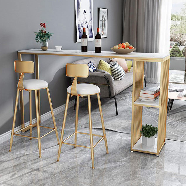 White Counter Table with Rectangle Table Top Double Pedestal Table - 41.3" H Clearhalo 'Bar Furniture' 'Bar Tables' 'bar_tables' 'furn' 'furn_bar_tables' 'Furniture' 'furniture_bar_tables' 'Kitchen & Dining Furniture' 4678820