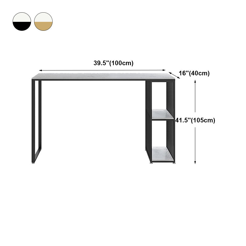 White Counter Table with Rectangle Table Top Double Pedestal Table - 41.3" H Clearhalo 'Bar Furniture' 'Bar Tables' 'bar_tables' 'furn' 'furn_bar_tables' 'Furniture' 'furniture_bar_tables' 'Kitchen & Dining Furniture' 4678822