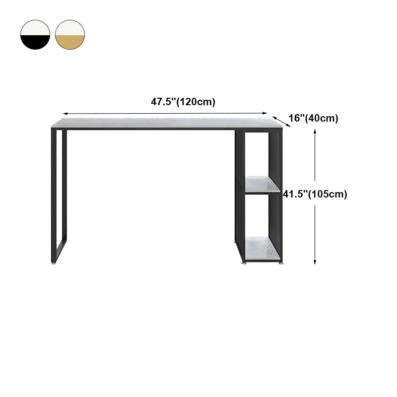 White Counter Table with Rectangle Table Top Double Pedestal Table - 41.3" H Clearhalo 'Bar Furniture' 'Bar Tables' 'bar_tables' 'furn' 'furn_bar_tables' 'Furniture' 'furniture_bar_tables' 'Kitchen & Dining Furniture' 4678823