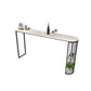 Marble Bistro Table with Specialty Table Top Double Pedestal Table - 41.3" H White-Black Without Chairs Clearhalo 'Bar Furniture' 'Bar Tables' 'bar_tables' 'furn' 'furn_bar_tables' 'Furniture' 'furniture_bar_tables' 'Kitchen & Dining Furniture' 4678852