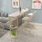 Marble Bistro Table with Specialty Table Top Double Pedestal Table - 41.3" H 78.7"L x 15.7"W x 41.3"H White-Gold Without Chairs Clearhalo 'Bar Furniture' 'Bar Tables' 'bar_tables' 'furn' 'furn_bar_tables' 'Furniture' 'furniture_bar_tables' 'Kitchen & Dining Furniture' 4678853