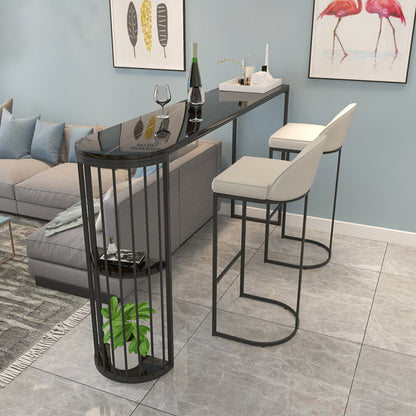 Marble Bistro Table with Specialty Table Top Double Pedestal Table - 41.3" H Black Without Chairs Clearhalo 'Bar Furniture' 'Bar Tables' 'bar_tables' 'furn' 'furn_bar_tables' 'Furniture' 'furniture_bar_tables' 'Kitchen & Dining Furniture' 4678855