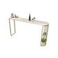 Marble Bistro Table with Specialty Table Top Double Pedestal Table - 41.3" H White-Gold Without Chairs Clearhalo 'Bar Furniture' 'Bar Tables' 'bar_tables' 'furn' 'furn_bar_tables' 'Furniture' 'furniture_bar_tables' 'Kitchen & Dining Furniture' 4678856