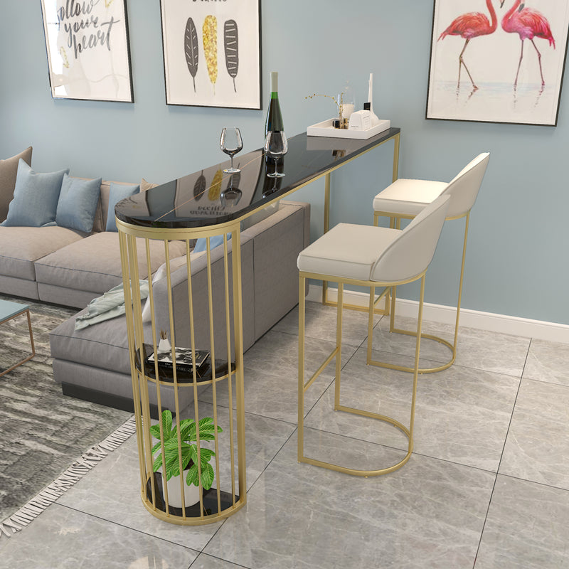 Marble Bistro Table with Specialty Table Top Double Pedestal Table - 41.3" H Clearhalo 'Bar Furniture' 'Bar Tables' 'bar_tables' 'furn' 'furn_bar_tables' 'Furniture' 'furniture_bar_tables' 'Kitchen & Dining Furniture' 4678861
