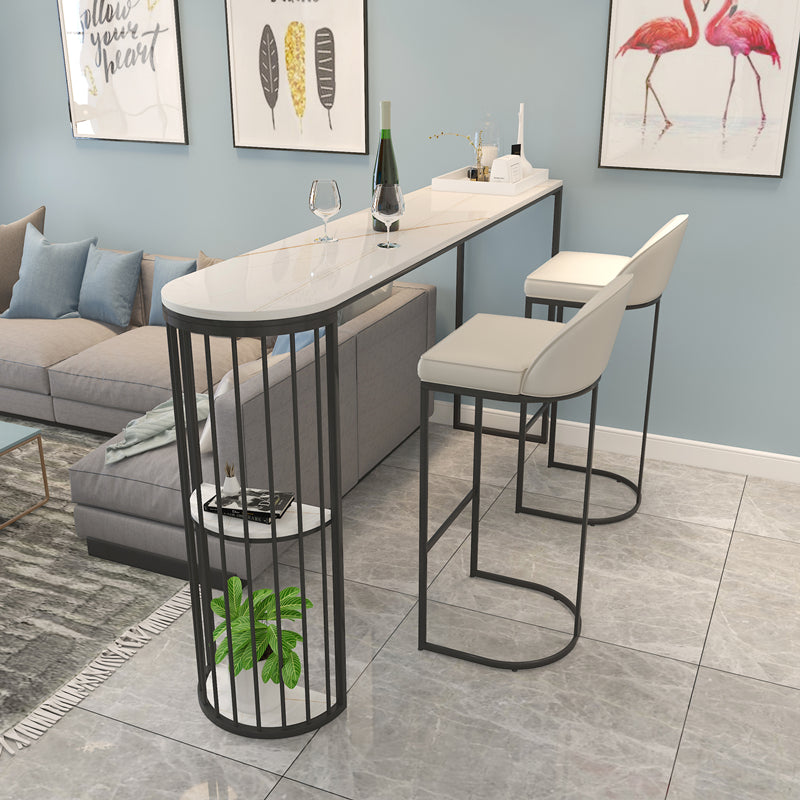 Marble Bistro Table with Specialty Table Top Double Pedestal Table - 41.3" H Clearhalo 'Bar Furniture' 'Bar Tables' 'bar_tables' 'furn' 'furn_bar_tables' 'Furniture' 'furniture_bar_tables' 'Kitchen & Dining Furniture' 4678862