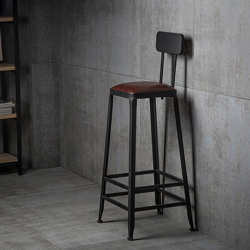 Industrial Iron Armless Footrest Stool Brown Upholstered Stool for Bristol Clearhalo 'Bar Furniture' 'Bar Stools' 'bar_stools' 'furn' 'furn_bar_stools' 'furniture_bar_stools' 'Kitchen & Dining Furniture' 'kitchen&dining_furn' 'kitchen' 'kitchen_furn' Furniture' 4678892