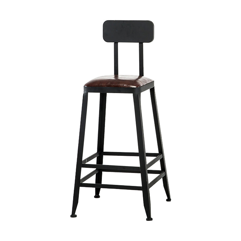 Industrial Iron Armless Footrest Stool Brown Upholstered Stool for Bristol With Back 1 Piece Counter Stool(26"H) Clearhalo 'Bar Furniture' 'Bar Stools' 'bar_stools' 'furn' 'furn_bar_stools' 'furniture_bar_stools' 'Kitchen & Dining Furniture' 'kitchen&dining_furn' 'kitchen' 'kitchen_furn' Furniture' 4678893