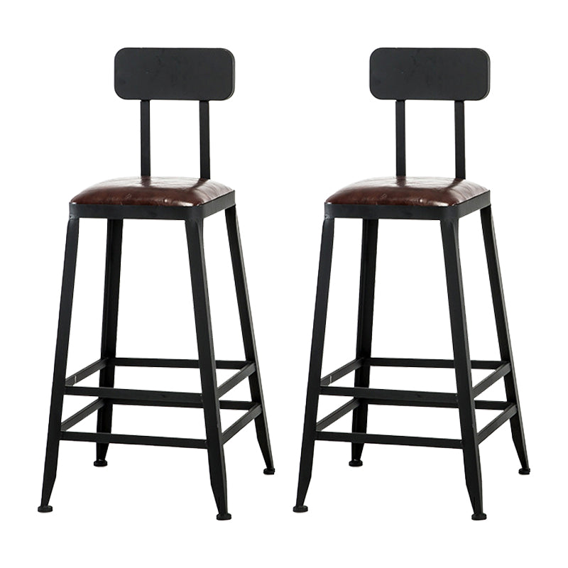 Industrial Iron Armless Footrest Stool Brown Upholstered Stool for Bristol With Back 2 Piece Set Counter Stool(26"H) Clearhalo 'Bar Furniture' 'Bar Stools' 'bar_stools' 'furn' 'furn_bar_stools' 'furniture_bar_stools' 'Kitchen & Dining Furniture' 'kitchen&dining_furn' 'kitchen' 'kitchen_furn' Furniture' 4678895
