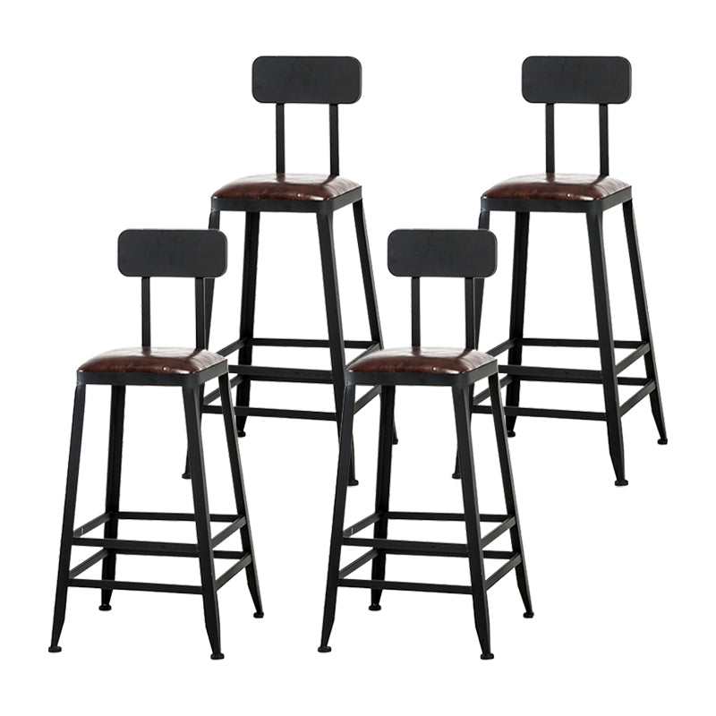 Industrial Iron Armless Footrest Stool Brown Upholstered Stool for Bristol With Back 4 Piece Set Counter Stool(26"H) Clearhalo 'Bar Furniture' 'Bar Stools' 'bar_stools' 'furn' 'furn_bar_stools' 'furniture_bar_stools' 'Kitchen & Dining Furniture' 'kitchen&dining_furn' 'kitchen' 'kitchen_furn' Furniture' 4678897