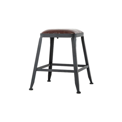 Industrial Iron Armless Footrest Stool Brown Upholstered Stool for Bristol Backless 1 Piece Short Stool(18"H) Clearhalo 'Bar Furniture' 'Bar Stools' 'bar_stools' 'furn' 'furn_bar_stools' 'furniture_bar_stools' 'Kitchen & Dining Furniture' 'kitchen&dining_furn' 'kitchen' 'kitchen_furn' Furniture' 4678898