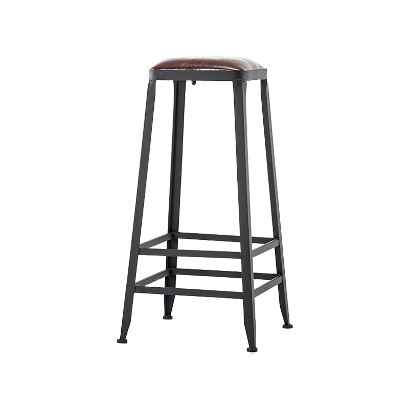 Industrial Iron Armless Footrest Stool Brown Upholstered Stool for Bristol Backless 1 Piece Bar Stool(31"H) Clearhalo 'Bar Furniture' 'Bar Stools' 'bar_stools' 'furn' 'furn_bar_stools' 'furniture_bar_stools' 'Kitchen & Dining Furniture' 'kitchen&dining_furn' 'kitchen' 'kitchen_furn' Furniture' 4678904