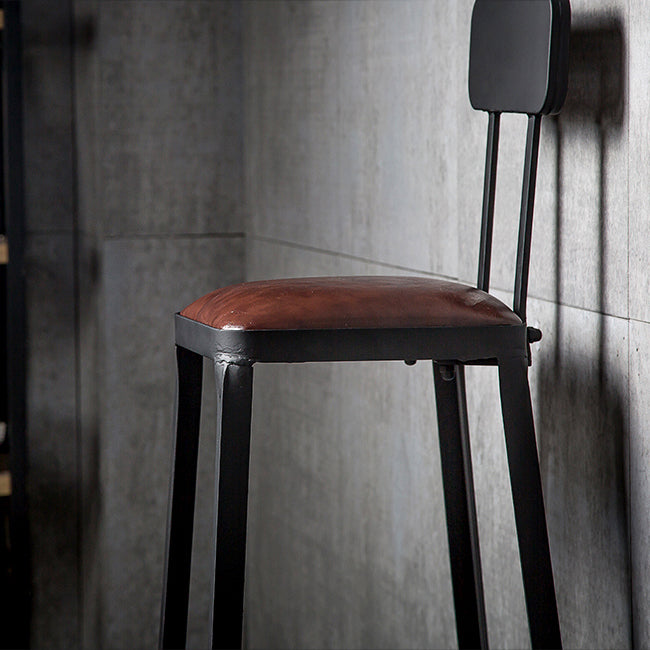 Industrial Iron Armless Footrest Stool Brown Upholstered Stool for Bristol Clearhalo 'Bar Furniture' 'Bar Stools' 'bar_stools' 'furn' 'furn_bar_stools' 'furniture_bar_stools' 'Kitchen & Dining Furniture' 'kitchen&dining_furn' 'kitchen' 'kitchen_furn' Furniture' 4678905