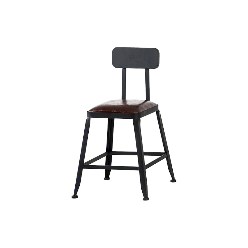 Industrial Iron Armless Footrest Stool Brown Upholstered Stool for Bristol With Back 1 Piece Short Stool(18"H) Clearhalo 'Bar Furniture' 'Bar Stools' 'bar_stools' 'furn' 'furn_bar_stools' 'furniture_bar_stools' 'Kitchen & Dining Furniture' 'kitchen&dining_furn' 'kitchen' 'kitchen_furn' Furniture' 4678911