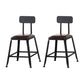 Industrial Iron Armless Footrest Stool Brown Upholstered Stool for Bristol With Back 2 Piece Set Short Stool(18"H) Clearhalo 'Bar Furniture' 'Bar Stools' 'bar_stools' 'furn' 'furn_bar_stools' 'furniture_bar_stools' 'Kitchen & Dining Furniture' 'kitchen&dining_furn' 'kitchen' 'kitchen_furn' Furniture' 4678912