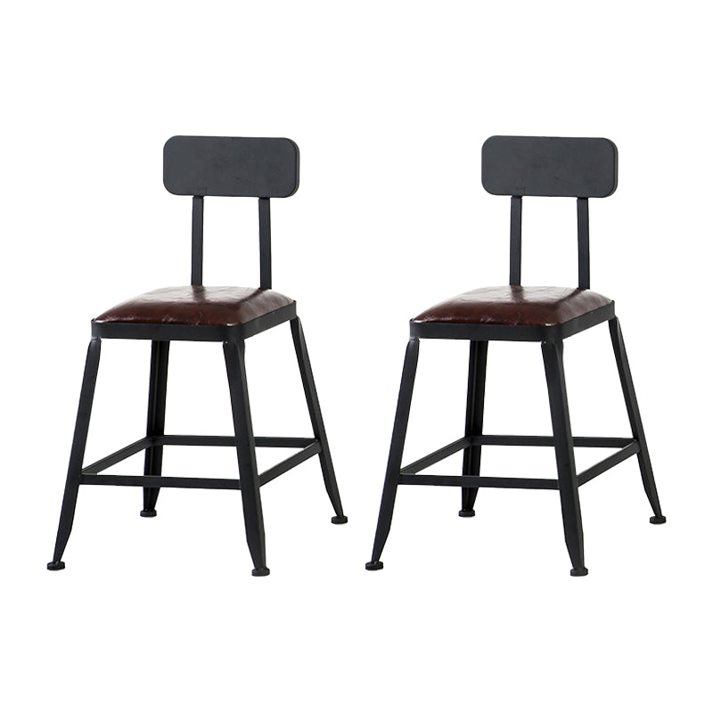 Industrial Iron Armless Footrest Stool Brown Upholstered Stool for Bristol With Back 2 Piece Set Short Stool(18"H) Clearhalo 'Bar Furniture' 'Bar Stools' 'bar_stools' 'furn' 'furn_bar_stools' 'furniture_bar_stools' 'Kitchen & Dining Furniture' 'kitchen&dining_furn' 'kitchen' 'kitchen_furn' Furniture' 4678912
