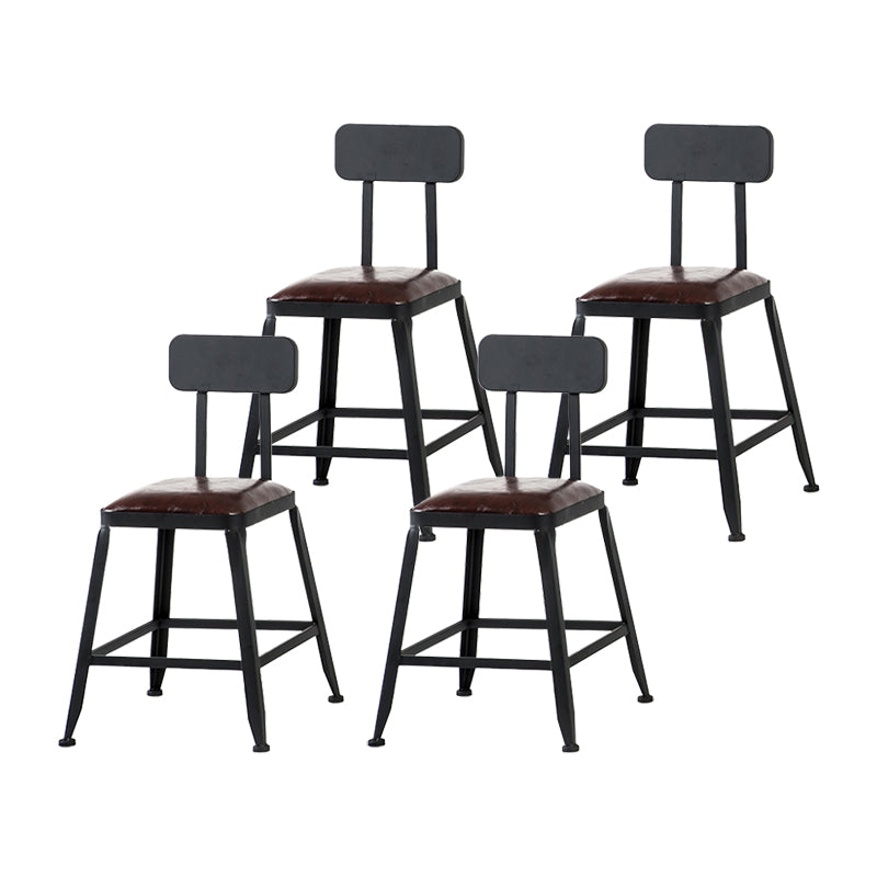 Industrial Iron Armless Footrest Stool Brown Upholstered Stool for Bristol With Back 4 Piece Set Short Stool(18"H) Clearhalo 'Bar Furniture' 'Bar Stools' 'bar_stools' 'furn' 'furn_bar_stools' 'furniture_bar_stools' 'Kitchen & Dining Furniture' 'kitchen&dining_furn' 'kitchen' 'kitchen_furn' Furniture' 4678913