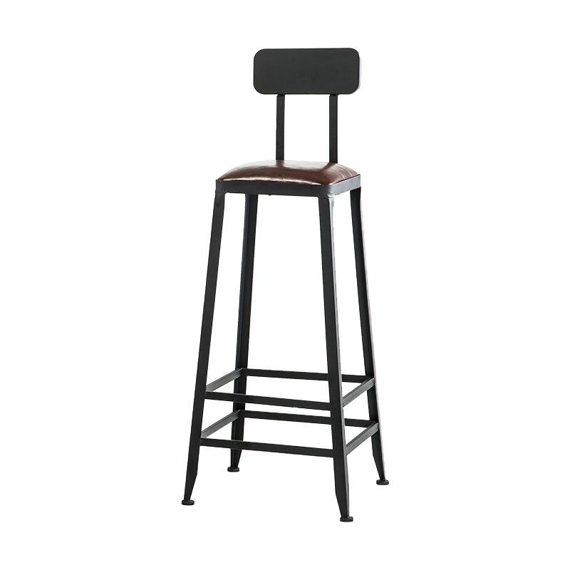 Industrial Iron Armless Footrest Stool Brown Upholstered Stool for Bristol With Back 1 Piece Bar Stool(31"H) Clearhalo 'Bar Furniture' 'Bar Stools' 'bar_stools' 'furn' 'furn_bar_stools' 'furniture_bar_stools' 'Kitchen & Dining Furniture' 'kitchen&dining_furn' 'kitchen' 'kitchen_furn' Furniture' 4678914