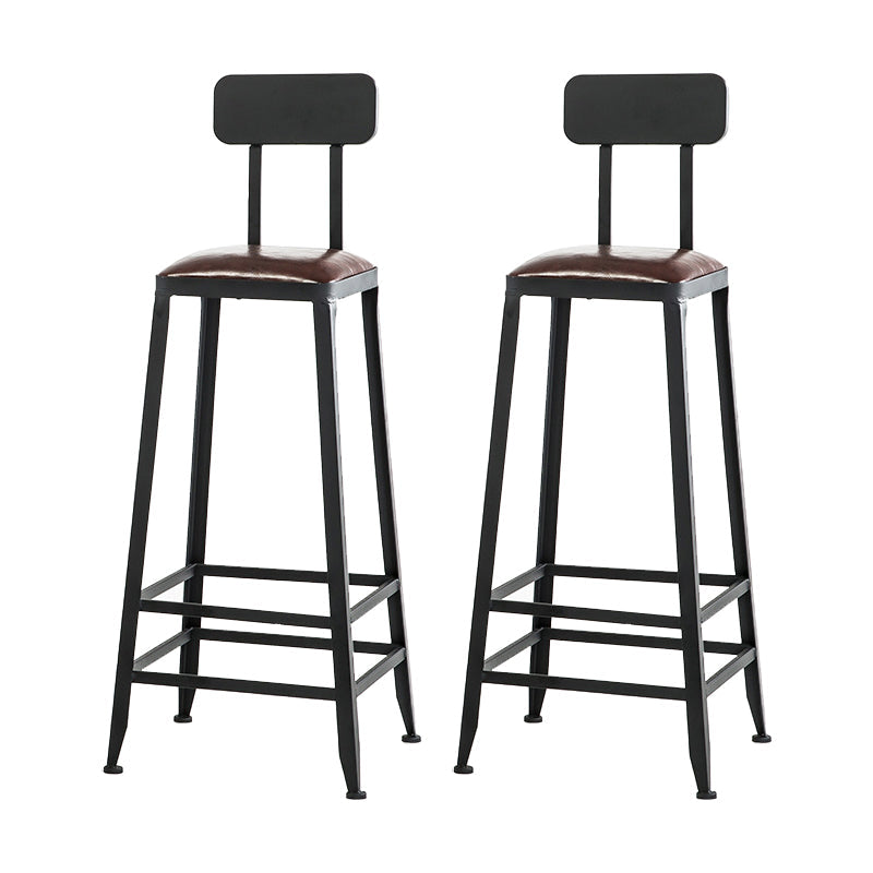 Industrial Iron Armless Footrest Stool Brown Upholstered Stool for Bristol With Back 2 Piece Set Bar Stool(31"H) Clearhalo 'Bar Furniture' 'Bar Stools' 'bar_stools' 'furn' 'furn_bar_stools' 'furniture_bar_stools' 'Kitchen & Dining Furniture' 'kitchen&dining_furn' 'kitchen' 'kitchen_furn' Furniture' 4678915