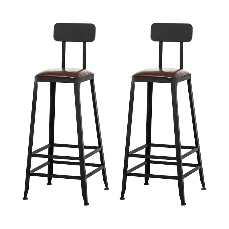 Industrial Iron Armless Footrest Stool Brown Upholstered Stool for Bristol With Back 2 Piece Set Bar Stool(30"H) Clearhalo 'Bar Furniture' 'Bar Stools' 'bar_stools' 'furn' 'furn_bar_stools' 'furniture_bar_stools' 'Kitchen & Dining Furniture' 'kitchen&dining_furn' 'kitchen' 'kitchen_furn' Furniture' 4678918