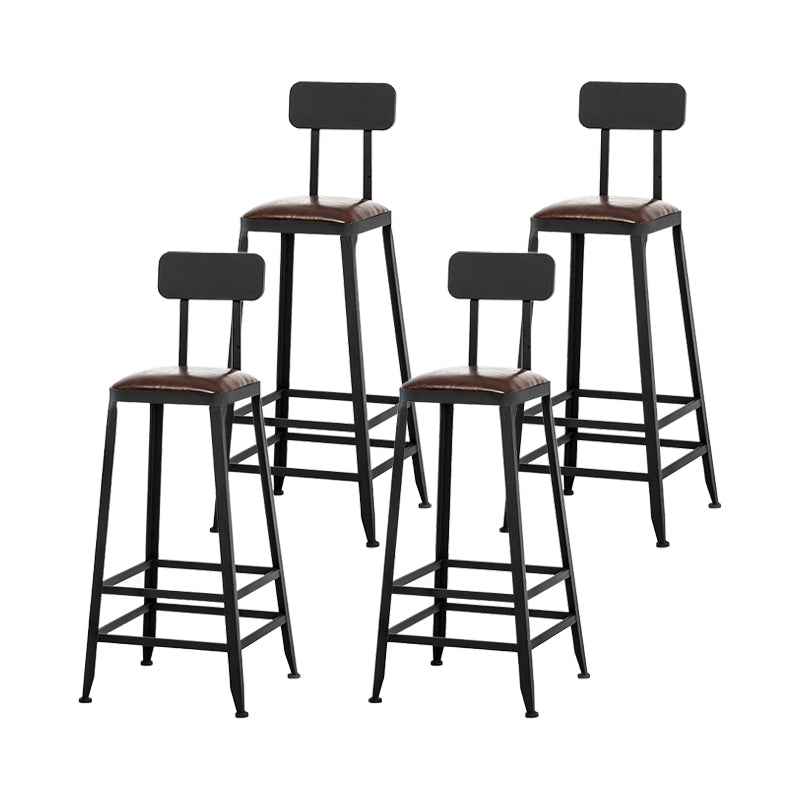 Industrial Iron Armless Footrest Stool Brown Upholstered Stool for Bristol With Back 4 Piece Set Bar Stool(30"H) Clearhalo 'Bar Furniture' 'Bar Stools' 'bar_stools' 'furn' 'furn_bar_stools' 'furniture_bar_stools' 'Kitchen & Dining Furniture' 'kitchen&dining_furn' 'kitchen' 'kitchen_furn' Furniture' 4678919